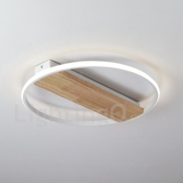 Ściemnialna biała okrągła drewniana lampa sufitowa Ultracienka lampa sufitowa Może być również używana jako lampa ścienna