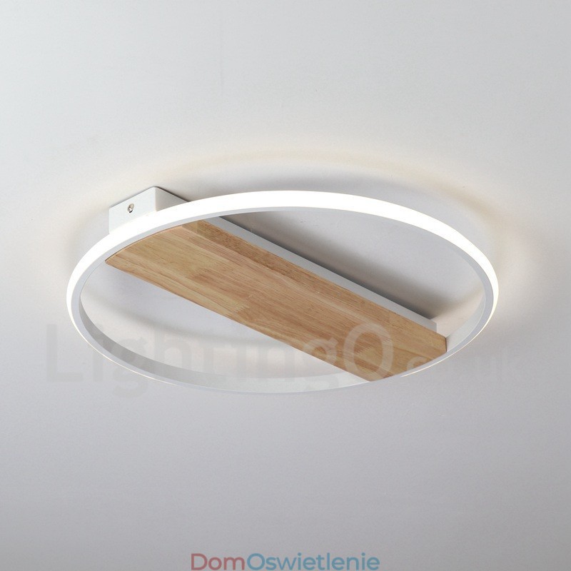 Ściemnialna biała okrągła drewniana lampa sufitowa Ultracienka lampa sufitowa Może być również używana jako lampa ścienna