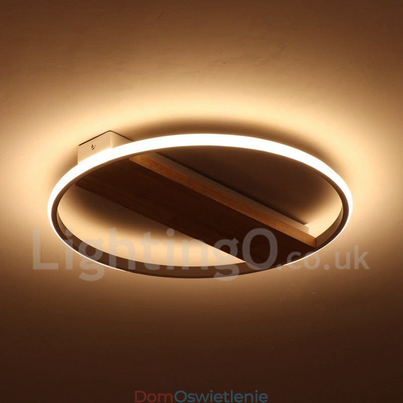 Ściemnialna biała okrągła drewniana lampa sufitowa Ultracienka lampa sufitowa Może być również używana jako lampa ścienna