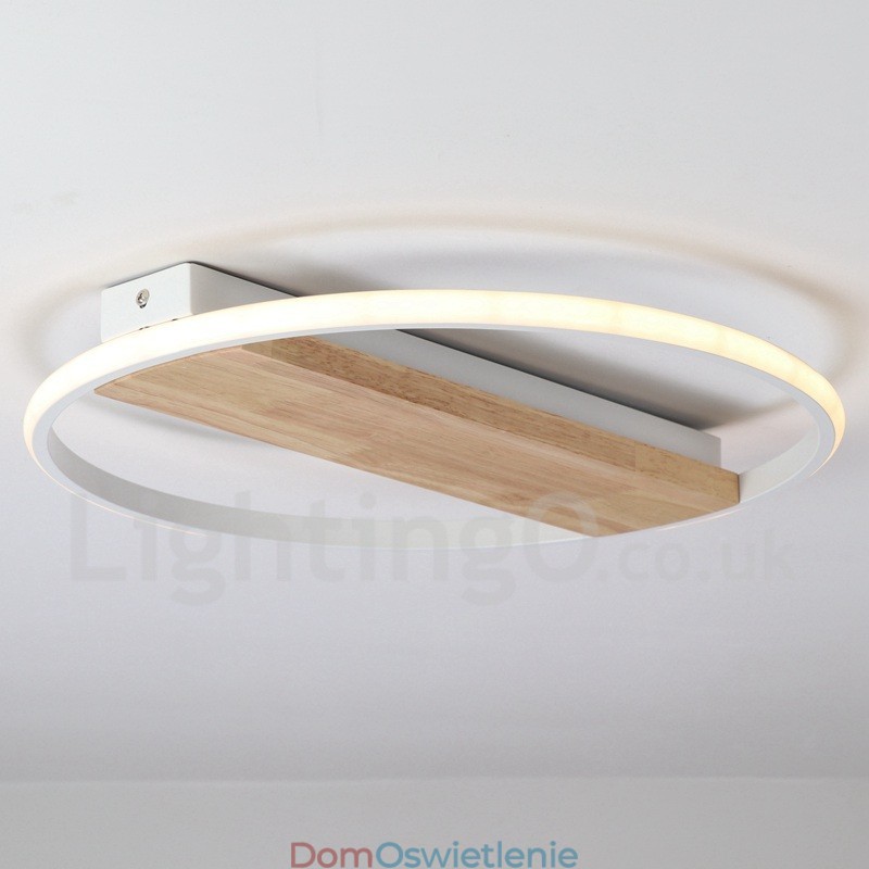 Ściemnialna biała okrągła drewniana lampa sufitowa Ultracienka lampa sufitowa Może być również używana jako lampa ścienna