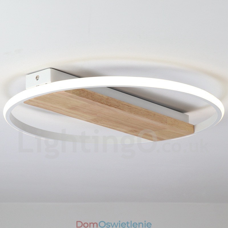 Ściemnialna biała okrągła drewniana lampa sufitowa Ultracienka lampa sufitowa Może być również używana jako lampa ścienna