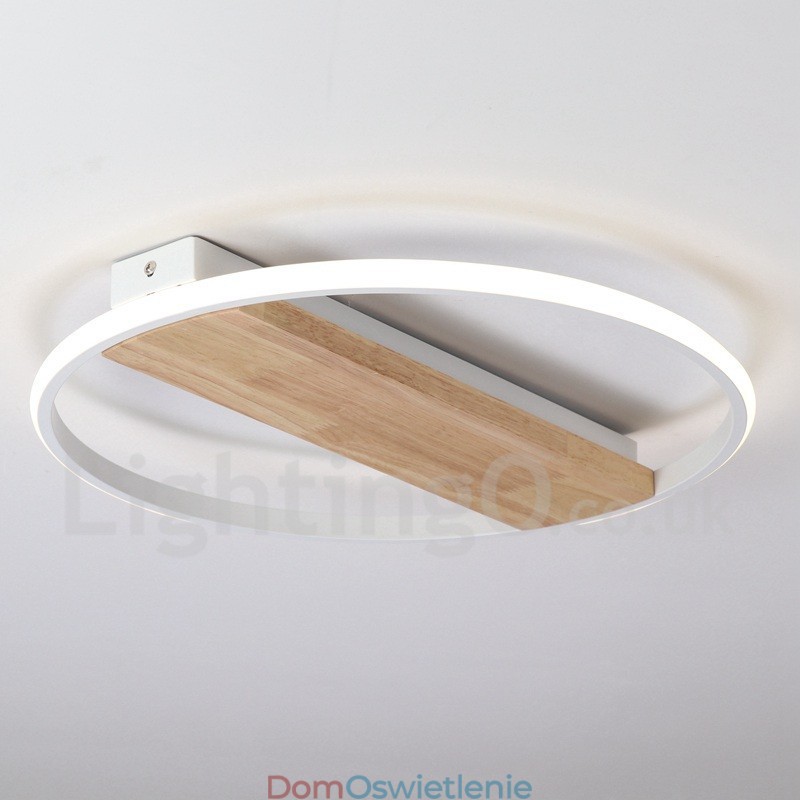 Ściemnialna biała okrągła drewniana lampa sufitowa Ultracienka lampa sufitowa Może być również używana jako lampa ścienna