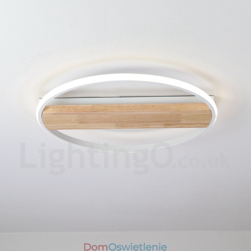 Ściemnialna biała okrągła drewniana lampa sufitowa Ultracienka lampa sufitowa Może być również używana jako lampa ścienna