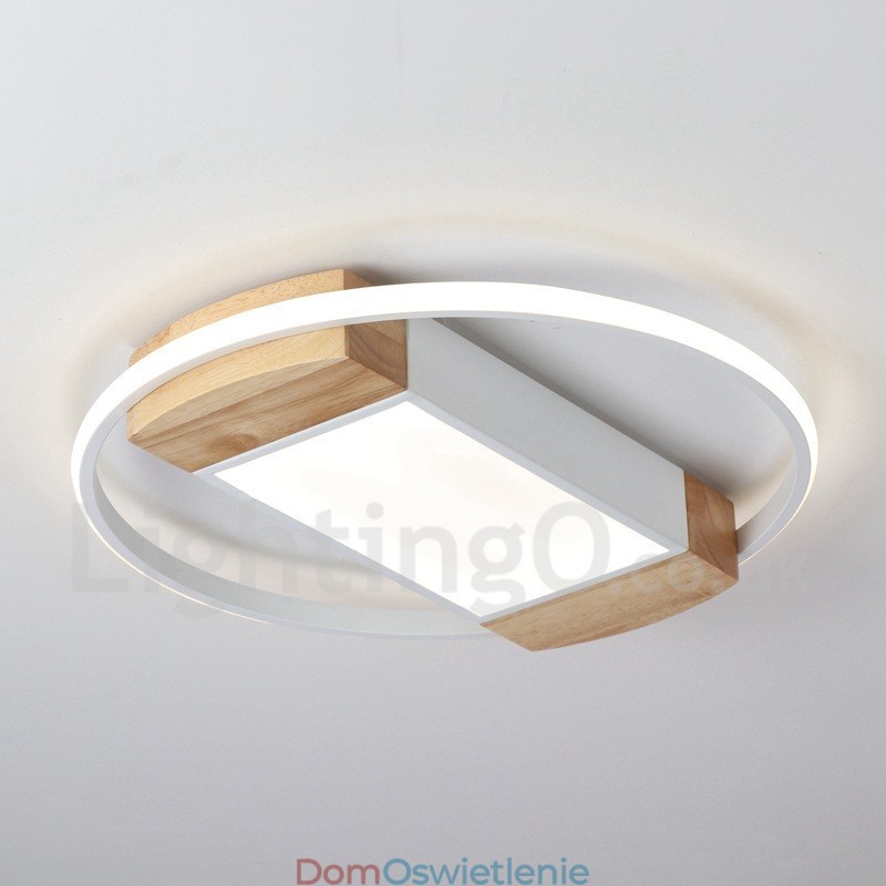Ściemnialna biała okrągła drewniana lampa sufitowa Ultracienka lampa sufitowa Może być również używana jako lampa ścienna