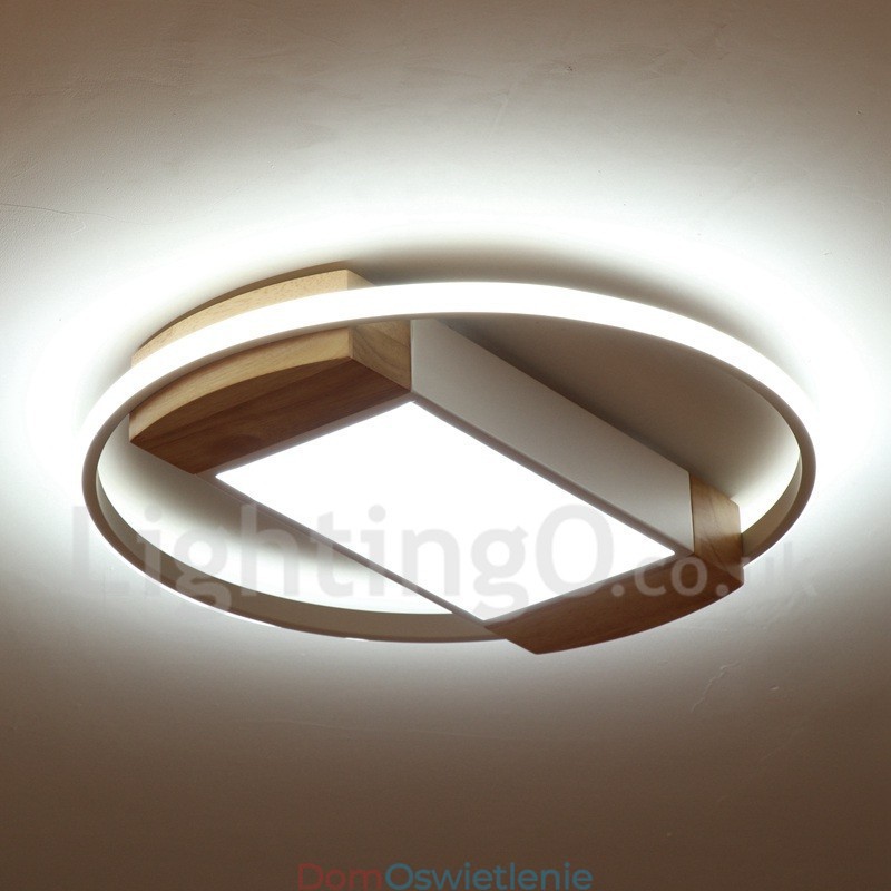 Ściemnialna biała okrągła drewniana lampa sufitowa Ultracienka lampa sufitowa Może być również używana jako lampa ścienna
