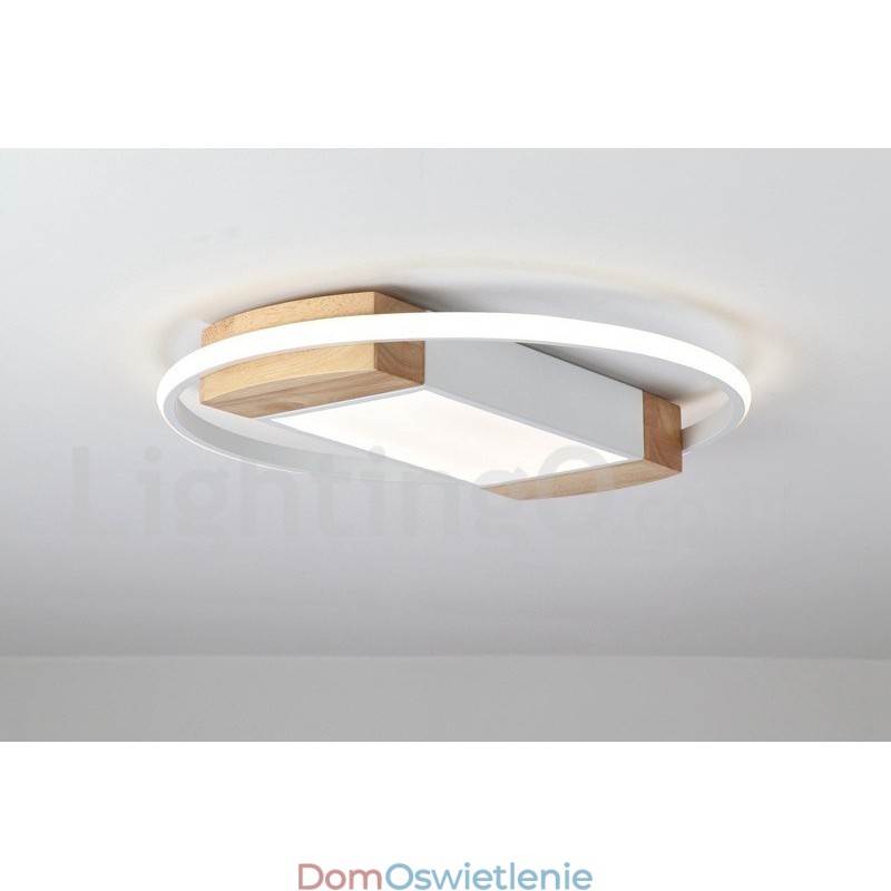 Ściemnialna biała okrągła drewniana lampa sufitowa Ultracienka lampa sufitowa Może być również używana jako lampa ścienna