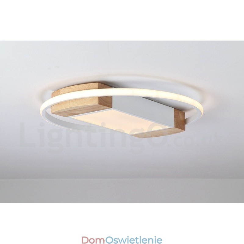 Ściemnialna biała okrągła drewniana lampa sufitowa Ultracienka lampa sufitowa Może być również używana jako lampa ścienna