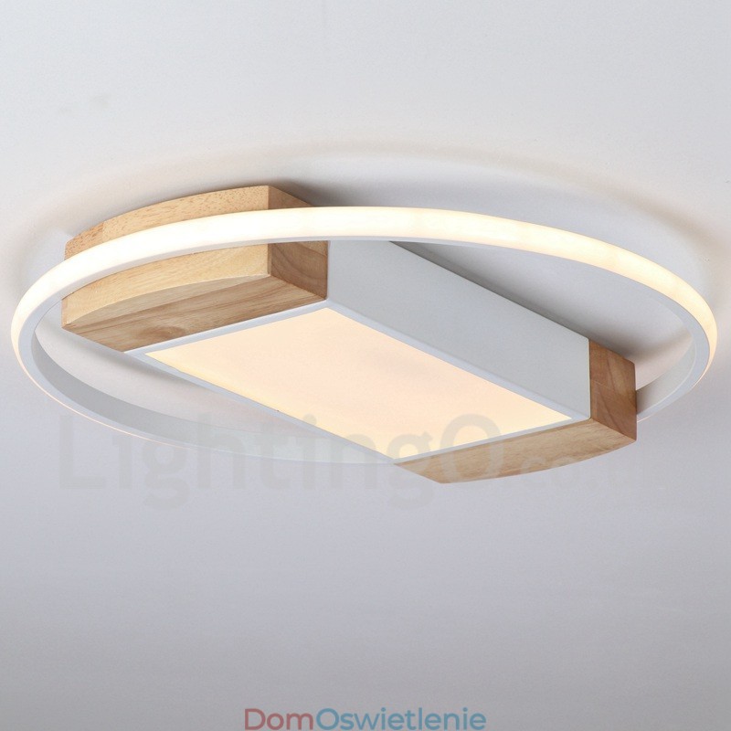 Ściemnialna biała okrągła drewniana lampa sufitowa Ultracienka lampa sufitowa Może być również używana jako lampa ścienna