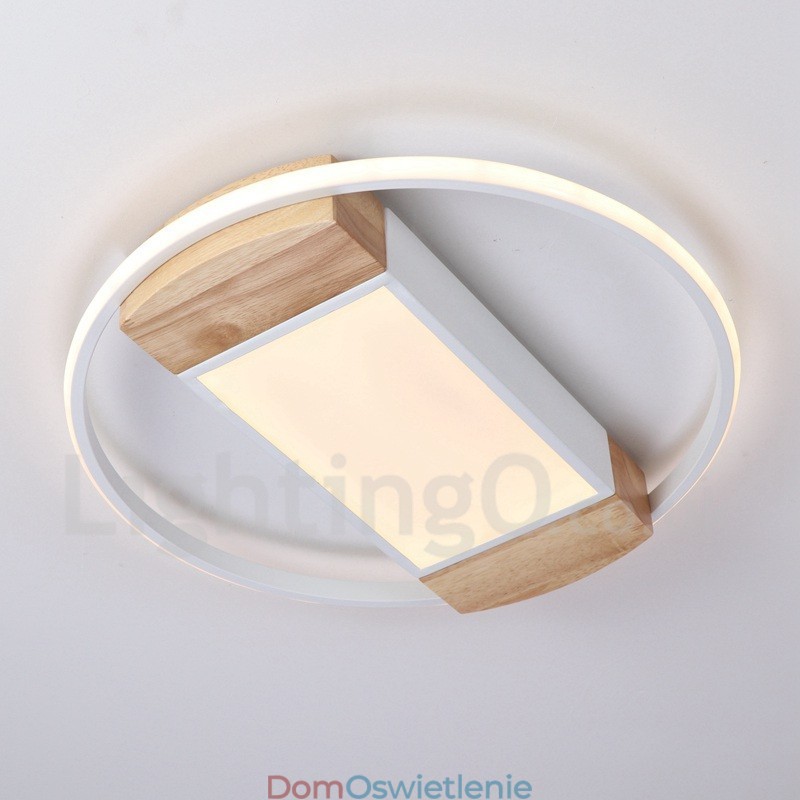 Ściemnialna biała okrągła drewniana lampa sufitowa Ultracienka lampa sufitowa Może być również używana jako lampa ścienna