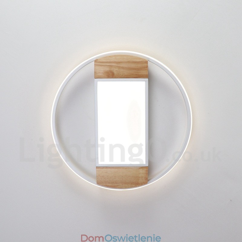 Ściemnialna biała okrągła drewniana lampa sufitowa Ultracienka lampa sufitowa Może być również używana jako lampa ścienna