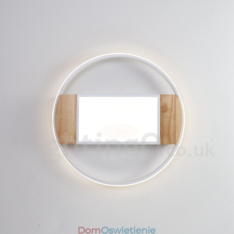 Ściemnialna biała okrągła drewniana lampa sufitowa Ultracienka lampa sufitowa Może być również używana jako lampa ścienna