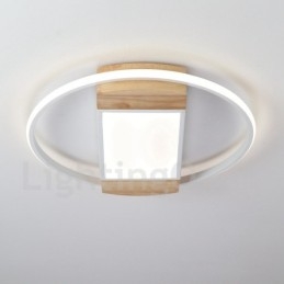 Ściemnialna biała okrągła drewniana lampa sufitowa Ultracienka lampa sufitowa Może być również używana jako lampa ścienna