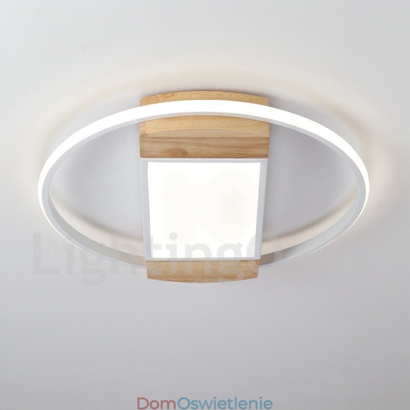 Ściemnialna biała okrągła drewniana lampa sufitowa Ultracienka lampa sufitowa Może być również używana jako lampa ścienna