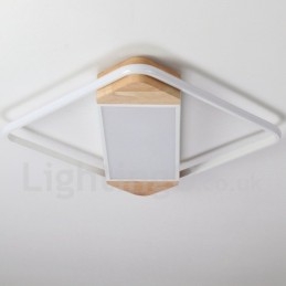 Ściemnialna biała kwadratowa lampa sufitowa z drewna, ultracienka lampa sufitowa, może być również używana jako lampa ścienna