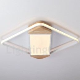 Ściemnialna biała kwadratowa lampa sufitowa z drewna, ultracienka lampa sufitowa, może być również używana jako lampa ścienna