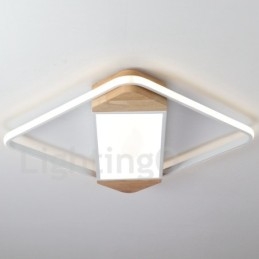 Ściemnialna biała kwadratowa lampa sufitowa z drewna, ultracienka lampa sufitowa, może być również używana jako lampa ścienna