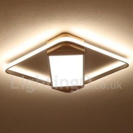 Ściemnialna biała kwadratowa lampa sufitowa z drewna, ultracienka lampa sufitowa, może być również używana jako lampa ścienna