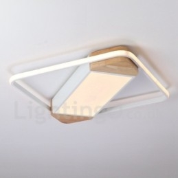 Ściemnialna biała kwadratowa lampa sufitowa z drewna, ultracienka lampa sufitowa, może być również używana jako lampa ścienna