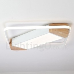 Ściemnialna biała kwadratowa lampa sufitowa z drewna, ultracienka lampa sufitowa, może być również używana jako lampa ścienna