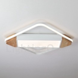 Ściemnialna biała kwadratowa lampa sufitowa z drewna, ultracienka lampa sufitowa, może być również używana jako lampa ścienna
