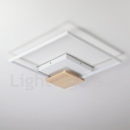 Ściemnialna biała kwadratowa lampa sufitowa z drewna, ultracienka lampa sufitowa, może być również używana jako lampa ścienna