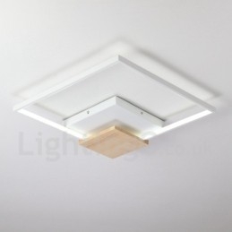 Ściemnialna biała kwadratowa lampa sufitowa z drewna, ultracienka lampa sufitowa, może być również używana jako lampa ścienna