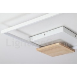 Ściemnialna biała kwadratowa lampa sufitowa z drewna, ultracienka lampa sufitowa, może być również używana jako lampa ścienna