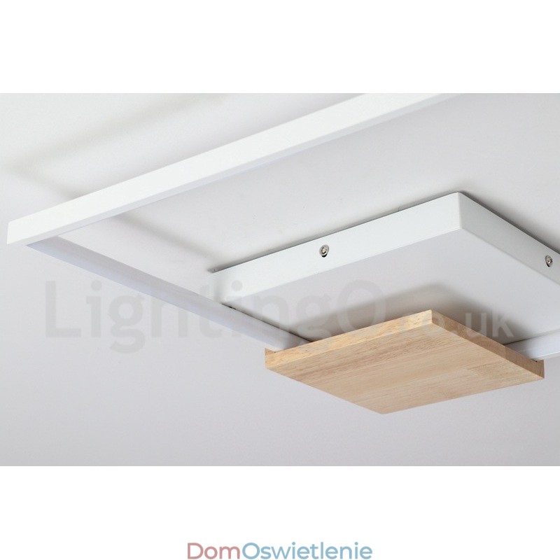 Ściemnialna biała kwadratowa lampa sufitowa z drewna, ultracienka lampa sufitowa, może być również używana jako lampa ścienna