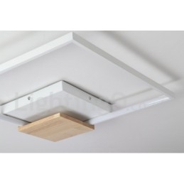 Ściemnialna biała kwadratowa lampa sufitowa z drewna, ultracienka lampa sufitowa, może być również używana jako lampa ścienna