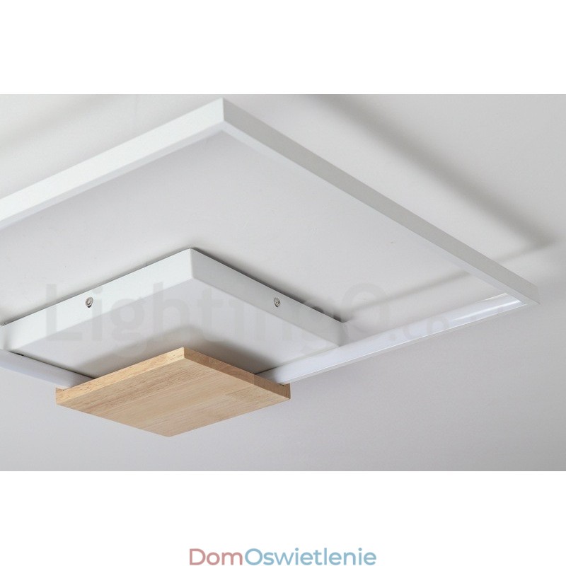 Ściemnialna biała kwadratowa lampa sufitowa z drewna, ultracienka lampa sufitowa, może być również używana jako lampa ścienna