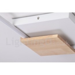 Ściemnialna biała kwadratowa lampa sufitowa z drewna, ultracienka lampa sufitowa, może być również używana jako lampa ścienna