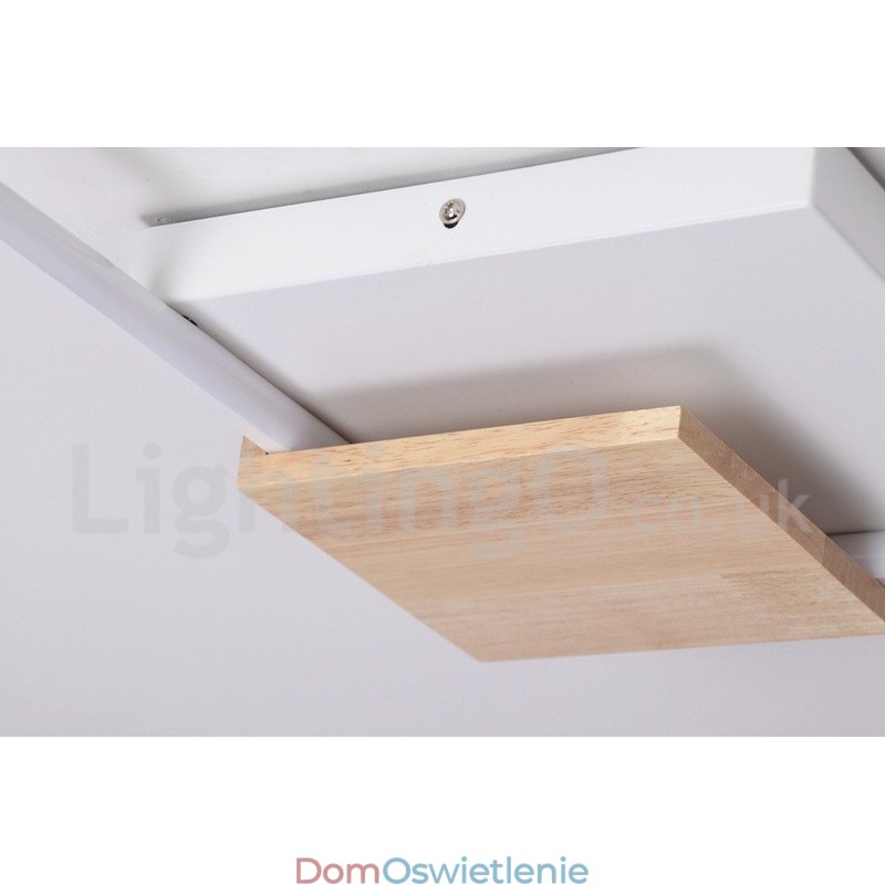 Ściemnialna biała kwadratowa lampa sufitowa z drewna, ultracienka lampa sufitowa, może być również używana jako lampa ścienna
