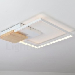 Ściemnialna biała kwadratowa lampa sufitowa z drewna, ultracienka lampa sufitowa, może być również używana jako lampa ścienna