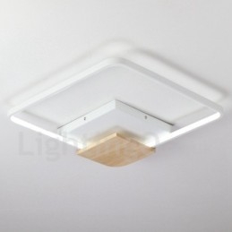 Ściemnialna biała kwadratowa lampa sufitowa z drewna, ultracienka lampa sufitowa, może być również używana jako lampa ścienna