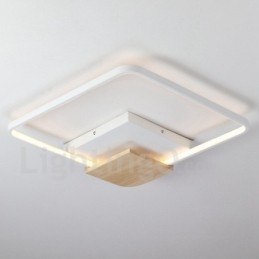 Ściemnialna biała kwadratowa lampa sufitowa z drewna, ultracienka lampa sufitowa, może być również używana jako lampa ścienna