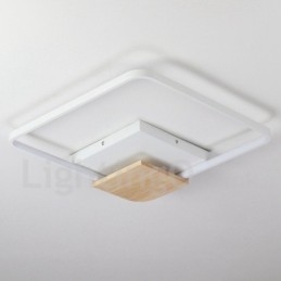 Ściemnialna biała kwadratowa lampa sufitowa z drewna, ultracienka lampa sufitowa, może być również używana jako lampa ścienna
