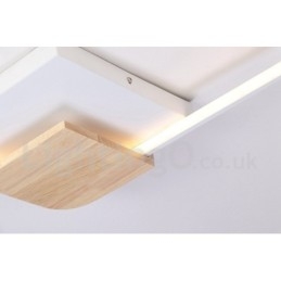 Ściemnialna biała kwadratowa lampa sufitowa z drewna, ultracienka lampa sufitowa, może być również używana jako lampa ścienna
