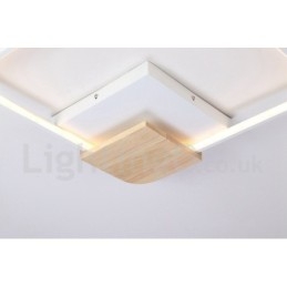 Ściemnialna biała kwadratowa lampa sufitowa z drewna, ultracienka lampa sufitowa, może być również używana jako lampa ścienna