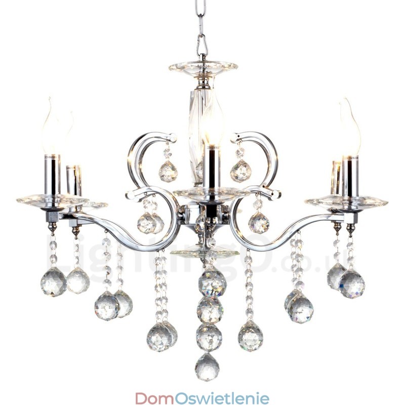 Elegancki chromowany kryształowy żyrandol na świece