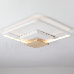 Ściemnialna biała kwadratowa lampa sufitowa z drewna, ultracienka lampa sufitowa, może być również używana jako lampa ścienna