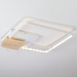 Ściemnialna biała kwadratowa lampa sufitowa z drewna, ultracienka lampa sufitowa, może być również używana jako lampa ścienna