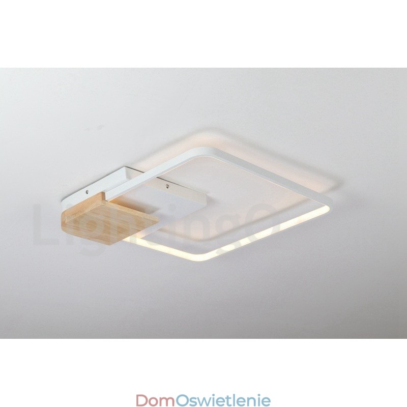 Ściemnialna biała kwadratowa lampa sufitowa z drewna, ultracienka lampa sufitowa, może być również używana jako lampa ścienna