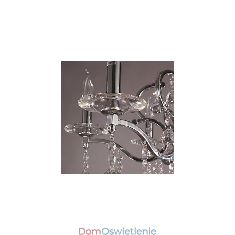 Elegancki chromowany kryształowy żyrandol na świece