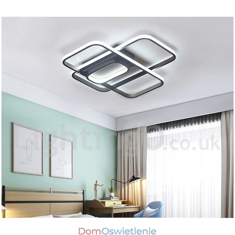Nowoczesna współczesna lampa sufitowa z aluminium, montowana na płasko, ze zdalnym ściemniaczem, może być również używana jako lampa ścienna