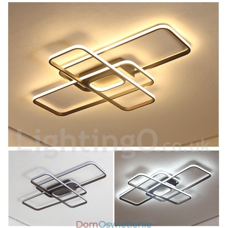 Nowoczesna współczesna lampa sufitowa z aluminium, montowana na płasko, ze zdalnym ściemniaczem, może być również używana jako lampa ścienna