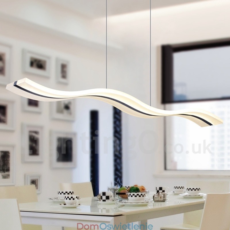 Ściemnialna lampa wisząca liniowa z pilotem zdalnego sterowania, nowoczesny design