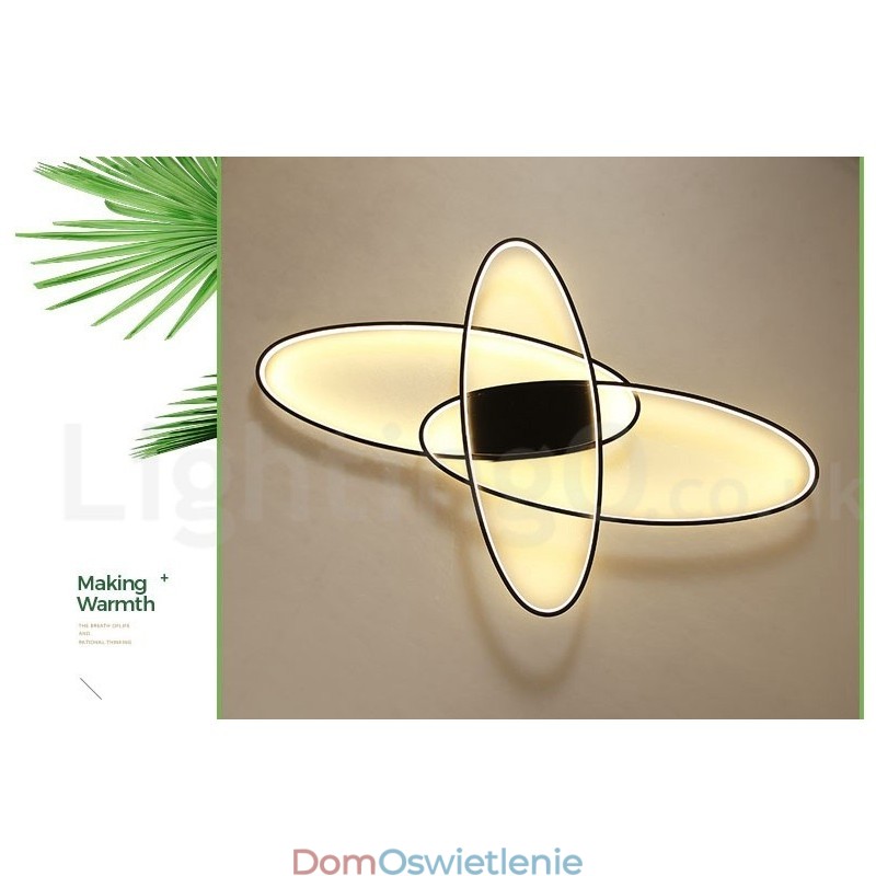 Ściemnialna owalna nowoczesna współczesna aluminiowa lampa sufitowa do montażu na ścianie do salonu, sypialni, może być również używana jako lampa ścienna
