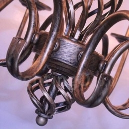 6-światłowy rustykalny retro vintage czarno-biały wiszący żyrandol ze świecą