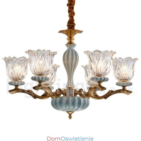 Retro Vintage Mosiężny Ceramiczny Wiszący Żyrandol Świeca z Kloszami Szklanymi Retro Vintage Mosiężny Ceramiczny Wiszący Żyrandol Świeca z Kloszami Szklanymi