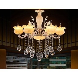 Lampa wisząca z kryształu jadeitu w stylu świecy